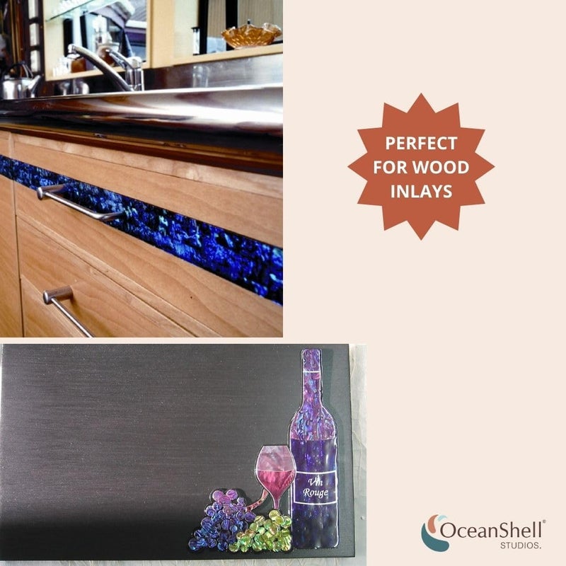 Ocean Shell Studios. Abalone Shell Inlay Veneer for DIY or Professional Inlay Embellishments - Sustainable New Zealand Paua Royal Purple- With 3M Double Sided Tape Backing - 9.45"X2.75" - Image 4